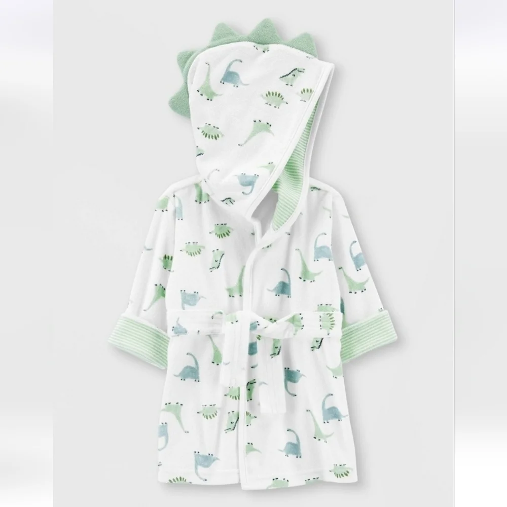 Carter's Green Dino Bath Robe 0 9 Months